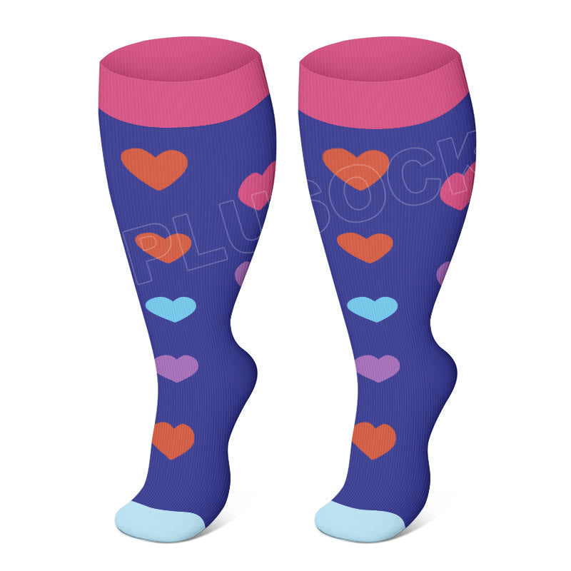 2XL-4XL Plus Size Polka Dots Compression Socks - Heart - 4XL - image 3
