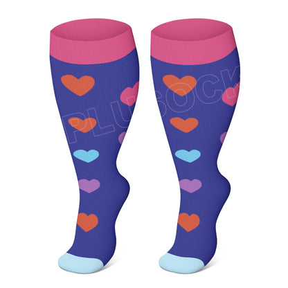 2XL-4XL Plus Size Polka Dots Compression Socks - Heart - 4XL - image 3