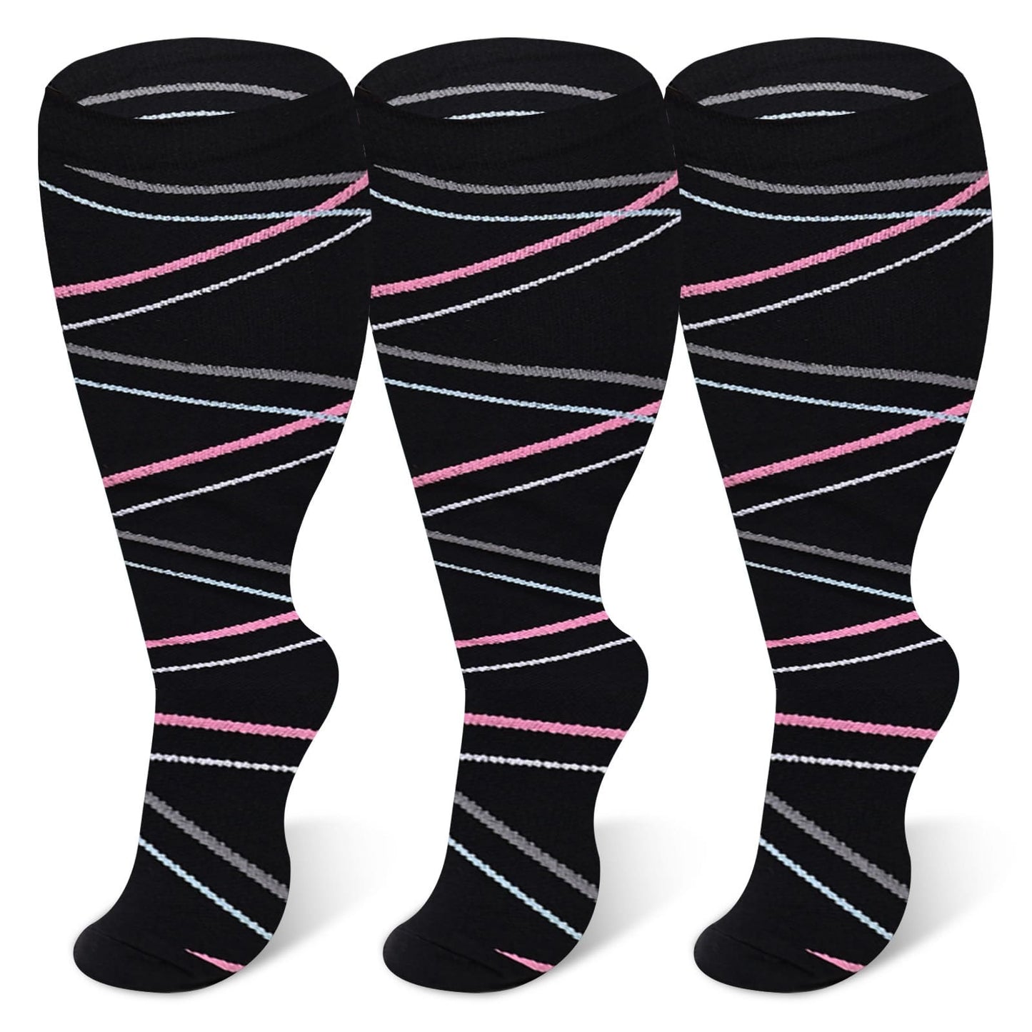 Ribbon Plus Size Compression Socks 2XL-7XL(3 Pairs) - image 0