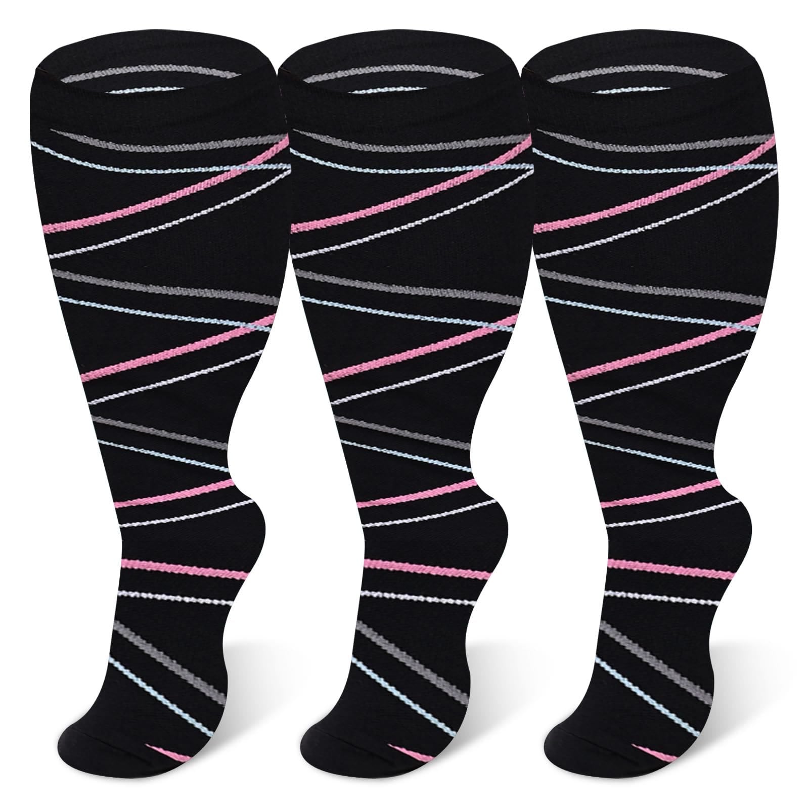 Ribbon Plus Size Compression Socks 2XL-7XL(3 Pairs) - image 0