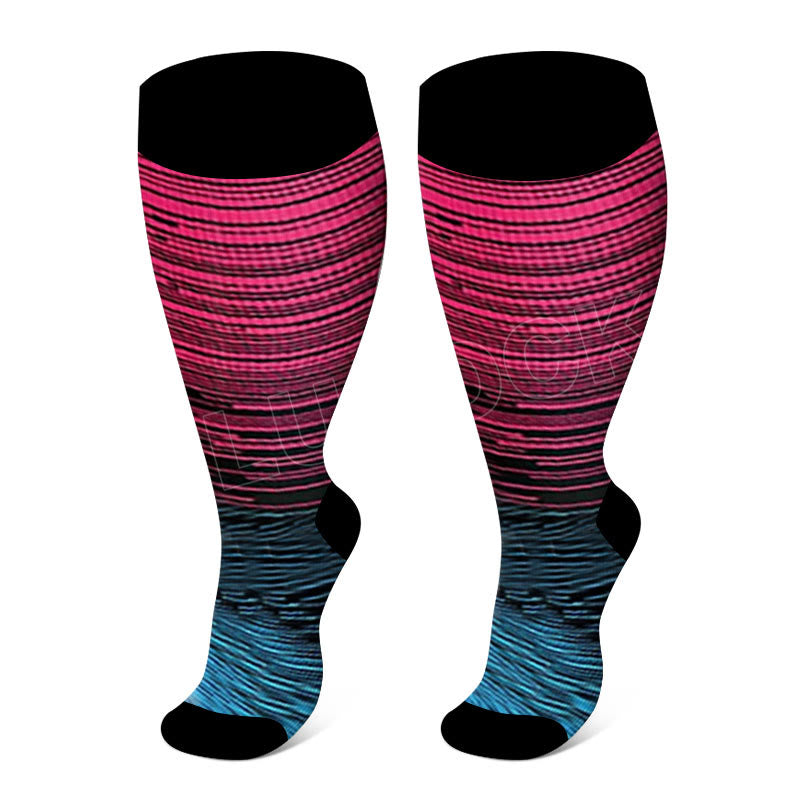 Colorful Cool Lines Plus Size Compression Socks 2XL-7XL(3 Pairs) - image 19