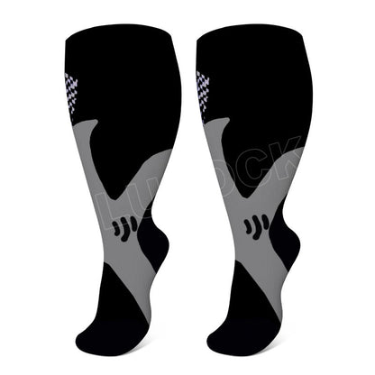 Plus Size Wide Calf Sports Compression Socks 2XL-7XL(3 Pairs) - Black - 7XL - image 3