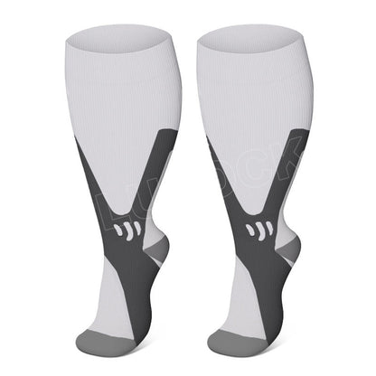 Plus Size Wide Calf Sports Compression Socks 2XL-7XL(3 Pairs) - White - 7XL - image 4