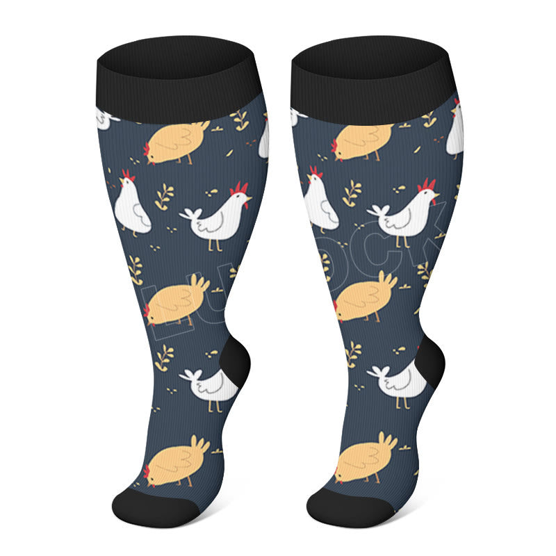 Plus Size Farm Animals Compression Socks - Navy Blue - 2XL - image 2