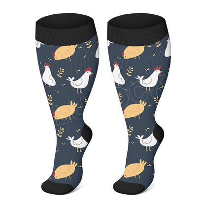 Plus Size Farm Animals Compression Socks - Navy Blue - 2XL - image 2
