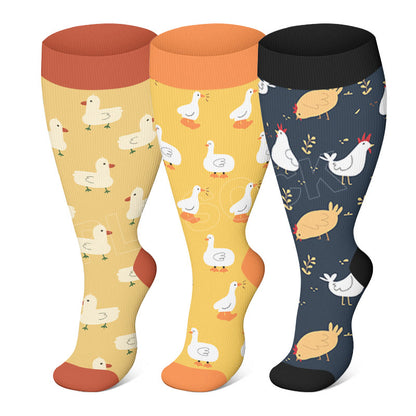 Plus Size Farm Animals Compression Socks - image 0
