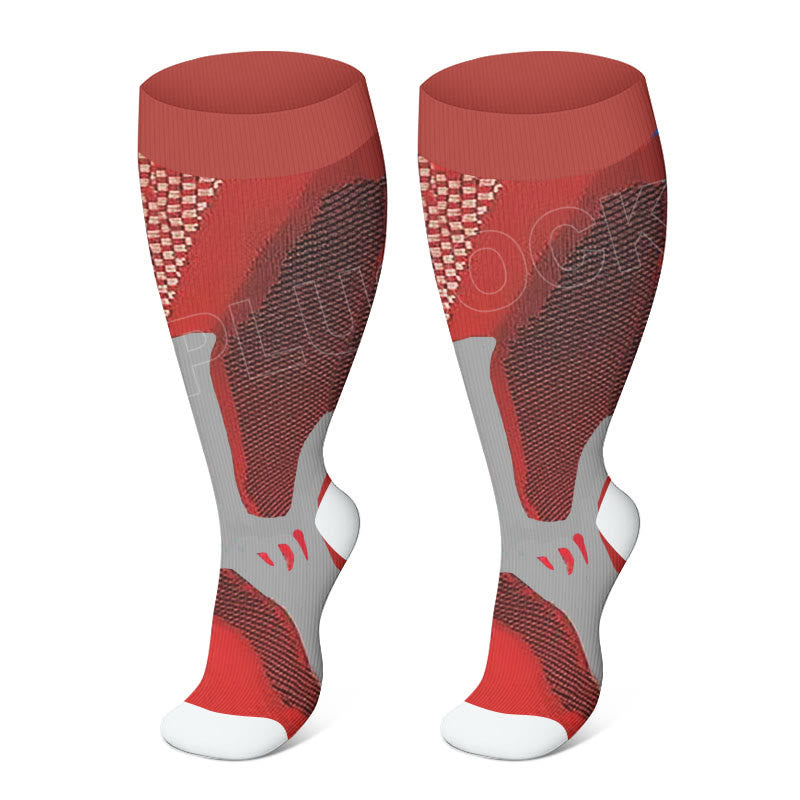 Plusock Plus Size Sport Wine Compression Socks 2XL-7XL(3 Pairs) - Wine - 7XL - image 3