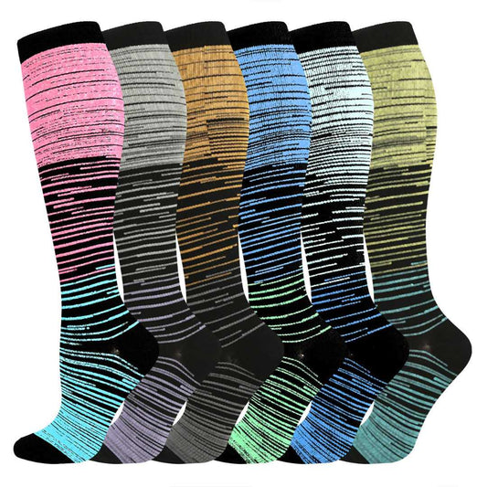 Color Thin Lines Compression Socks(6 Pairs) - image 0