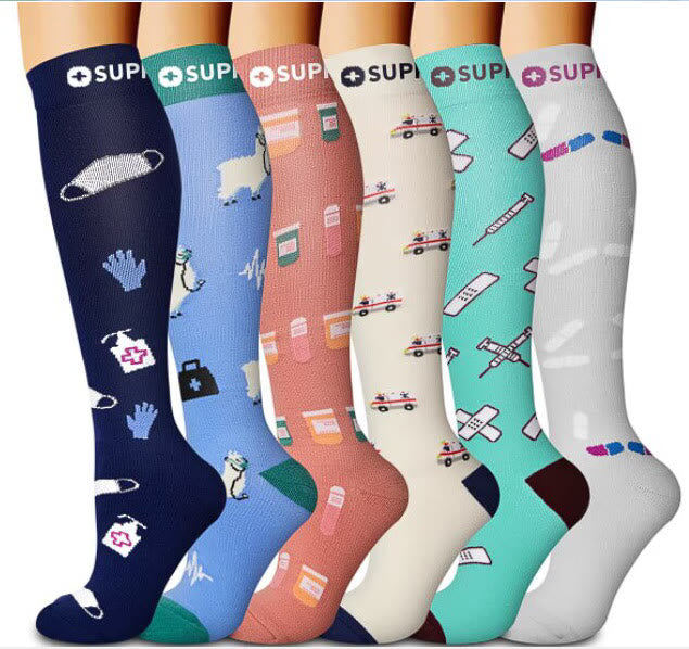 Medical Pattern Compression Socks(6 Pairs) - image 0