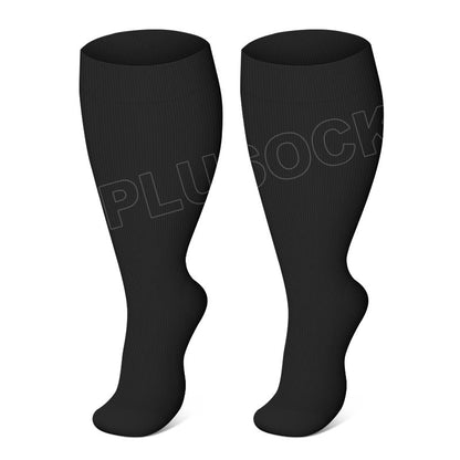Plusock Solid Color Plus Size Compression Socks 2XL-7XL (3 Pairs) - Black - 7XL - image 7