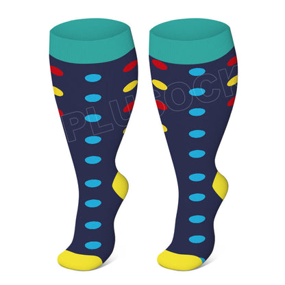 Plusock Skin Heart Dot Plus Size Compression Socks 2XL-7XL(3 Pairs) - Dot - 7XL - image 1