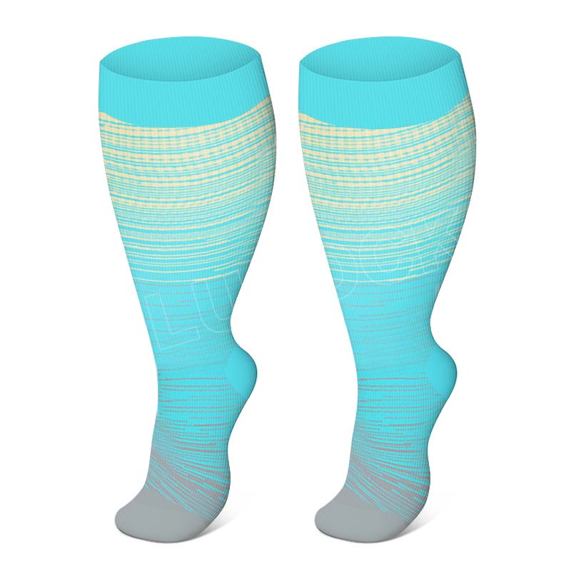 2XL-7XL Plus Size Bright Stripe Compression Socks - Grey - 7XL - image 2