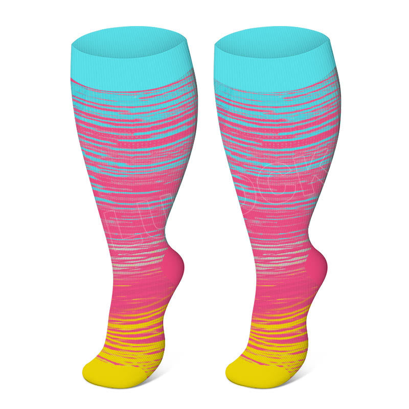 2XL-7XL Plus Size Bright Stripe Compression Socks