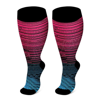 2XL-7XL Colorful Cool Lines Plus Size Compression Socks