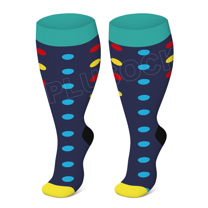 Plusock Colorful Pattern Plus Size Compression Socks 2XL-7XL - Blue - 7XL - image 2
