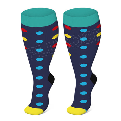 Plusock Colorful Pattern Plus Size Compression Socks 2XL-7XL - Blue - 7XL - image 2