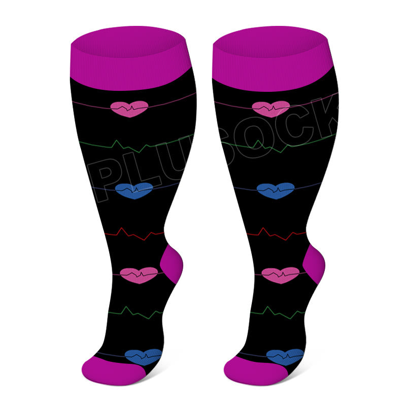 Plusock Colorful Pattern Plus Size Compression Socks 2XL-7XL - Purple - 7XL - image 3