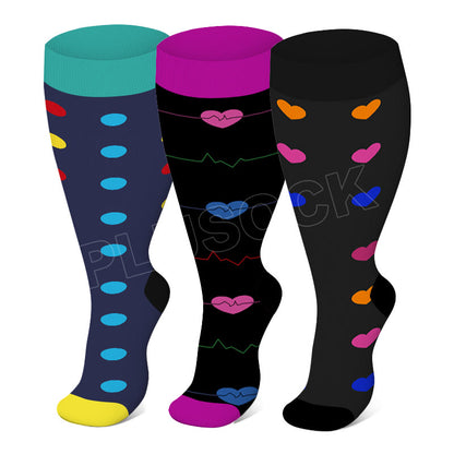2XL-7XL Colorful Pattern Plus Size Compression Socks