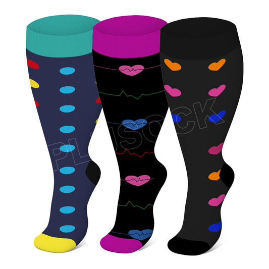 2XL-7XL Colorful Pattern Plus Size Compression Socks