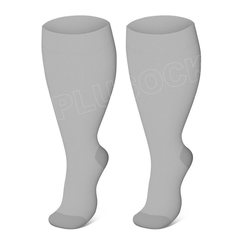 Solid Color Plus Size Compression Socks 2XL-7XL(3 Pairs) - Grey - 7XL - image 9