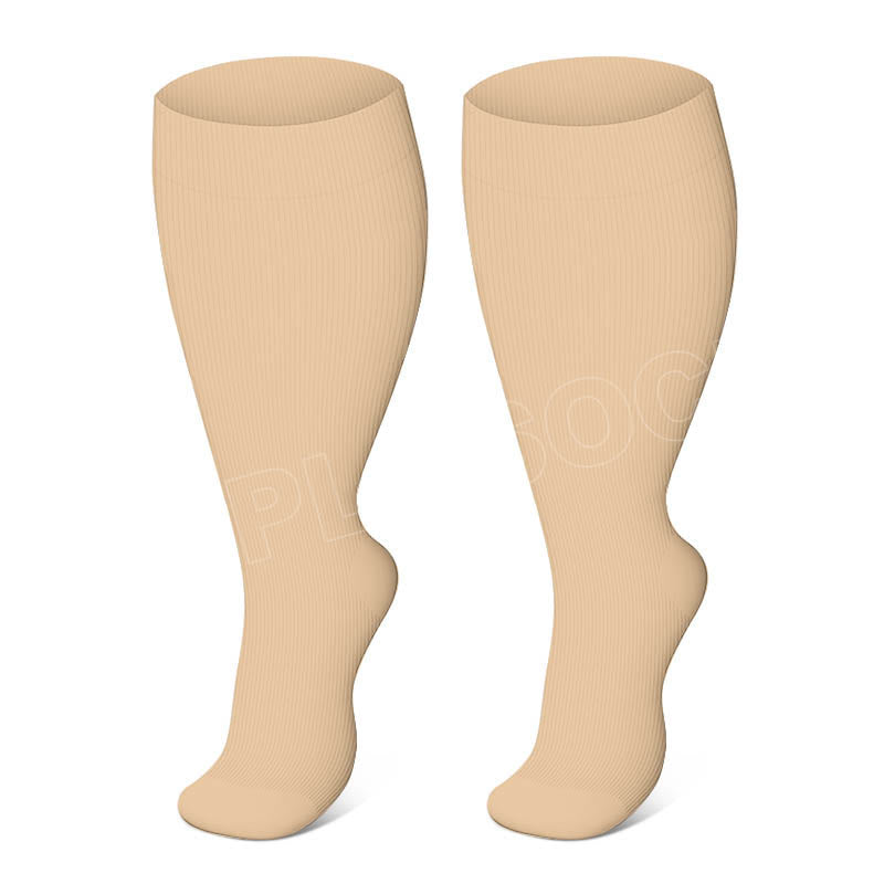 Plusock Solid Color Plus Size Compression Socks 2XL-7XL (3 Pairs) - Skin - 7XL - image 6