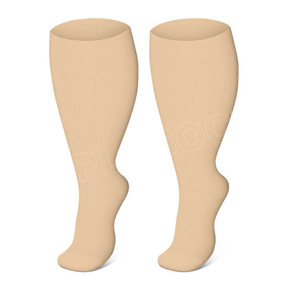 Plusock Solid Color Plus Size Compression Socks 2XL-7XL (3 Pairs) - Skin - 7XL - image 6