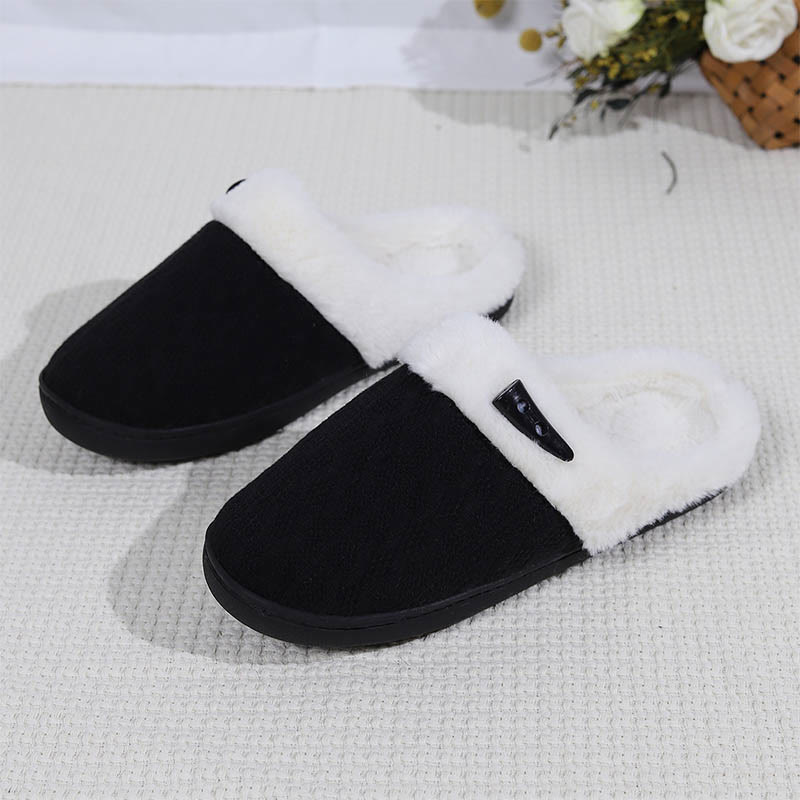 Plusock Plus Size Plush Soft Sole Slippers - Black - US 9-10 - image 1