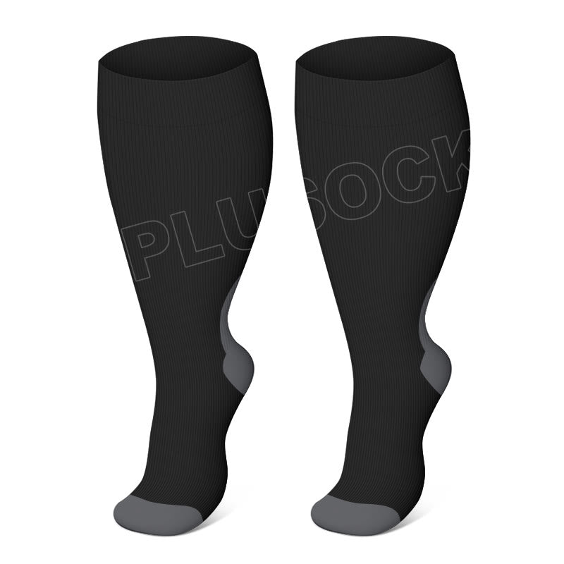 Plusock Plus Size Black Pink Compression Socks - Black - 4XL - image 1