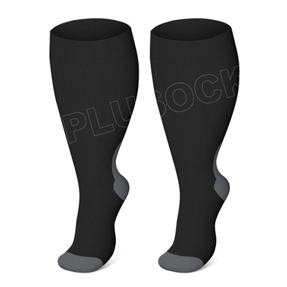 Plusock Plus Size Black Pink Compression Socks - Black - 4XL - image 1