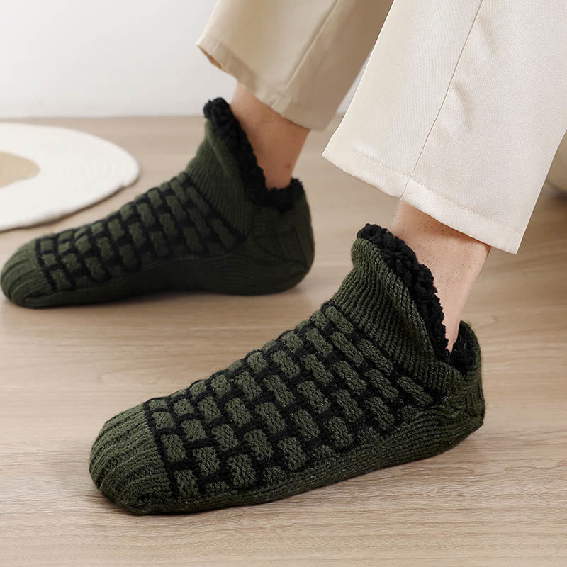 Plus Size Rectangular Grid Slipper Socks - Army Green - EU40-43(US7-9) - image 3