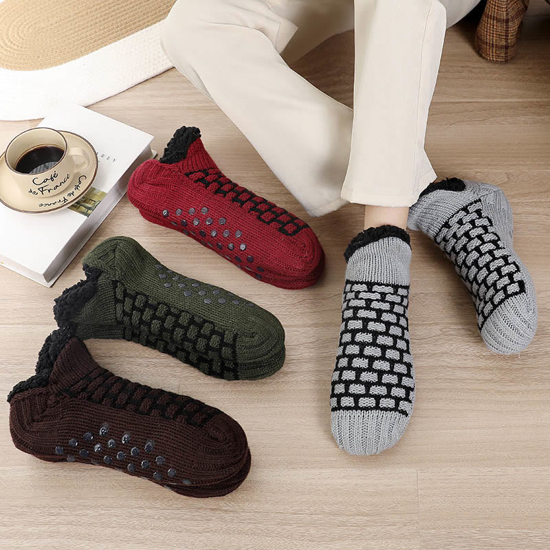 Plus Size Rectangular Grid Slipper Socks - image 0