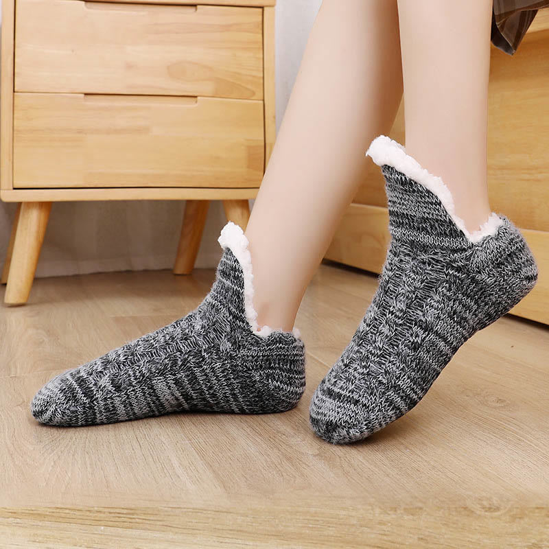 Plus Size Plush Ankle Slipper Socks - Black - EU40-43(US7-9) - image 3