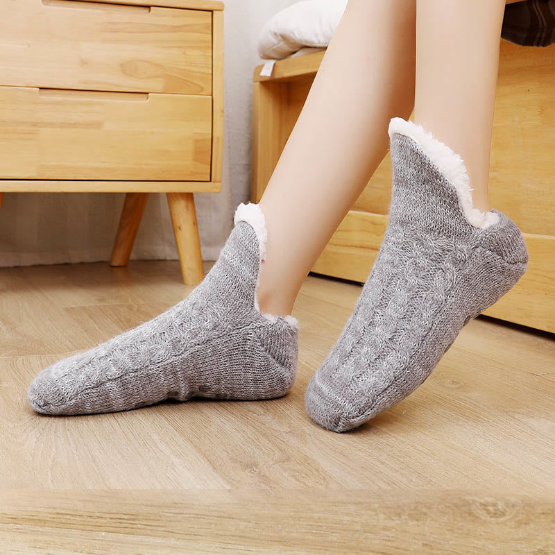 Plus Size Plush Ankle Slipper Socks - Grey - EU40-43(US7-9) - image 5