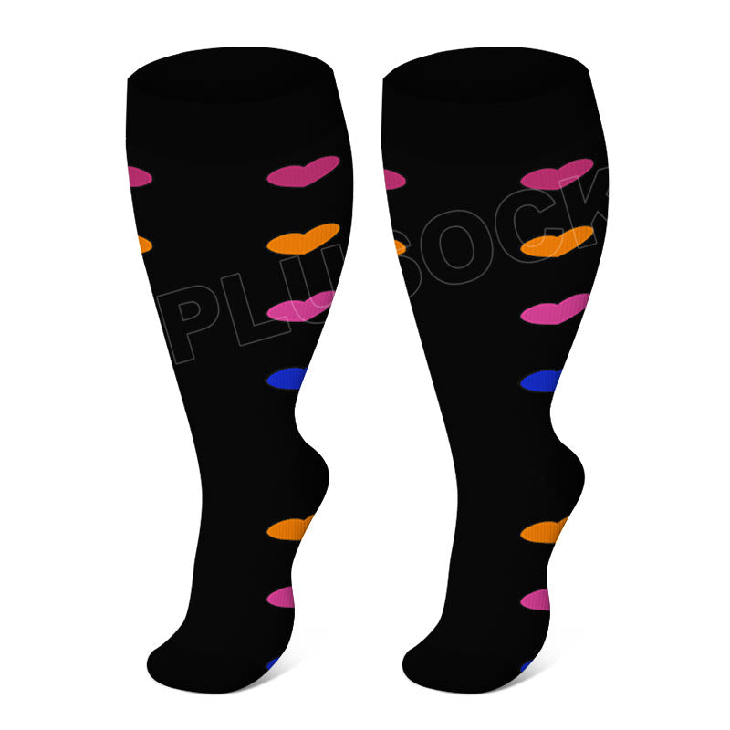 Electrocardiogram Heart Plus Size Compression Socks(3 Pairs) - Heart - 4XL - image 9