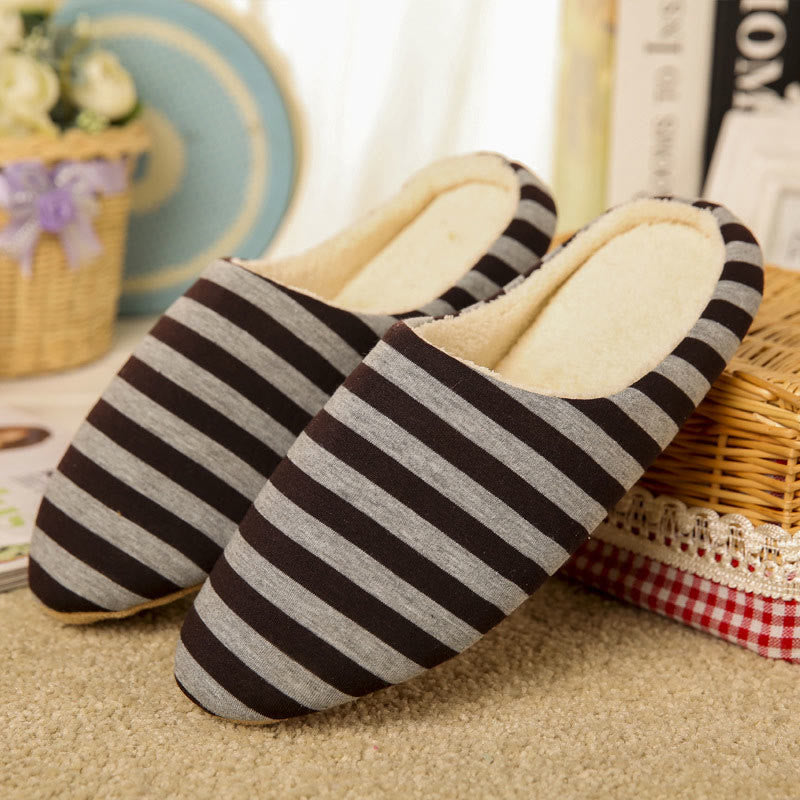 Plus Size Colorblock Stripes Slippers - Coffee - 3XL - image 4