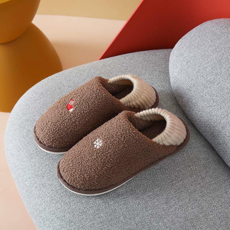 Plus Size Snowflake Pattern Slipper Socks - Coffee - US 10-11 - image 10