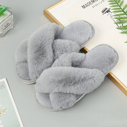 Plus Size Plush Cross Strap Slippers - image 6