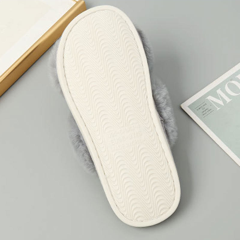 Plus Size Plush Cross Strap Slippers - image 8