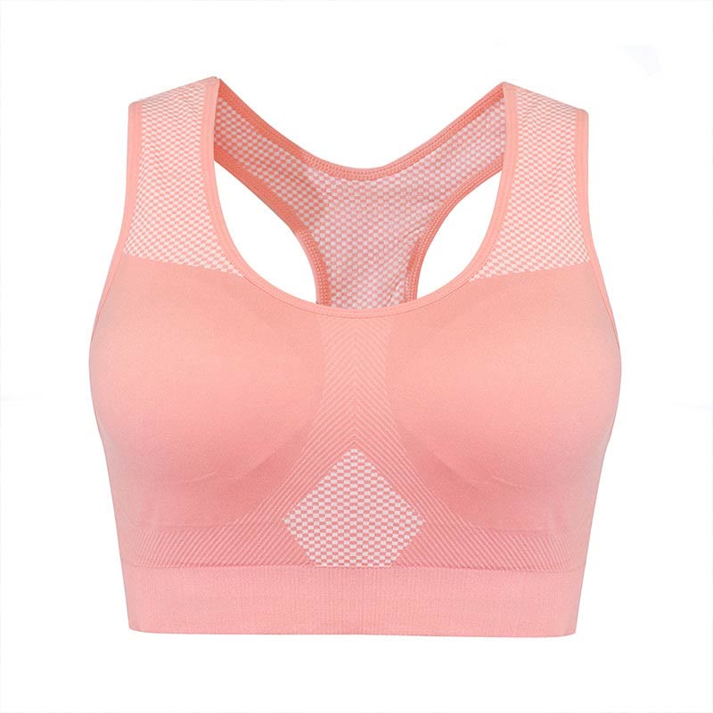 Solid Color Breathable Sports Bras - Pink - 3XL - image 3