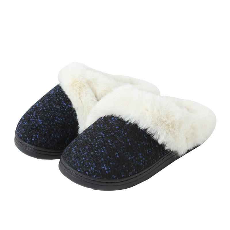 Plus Size Fur Lined Bedroom Slippers - Dark Blue - EU42-43(US11-12) - image 12