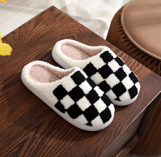 Plus Size Checkerboard Slippers - Black - EU 44-45(US 10-11) - image 0