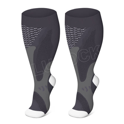 Plus Size Sport Wine Compression Socks 2XL-7XL(3 Pairs) - Grey - 7XL - image 5