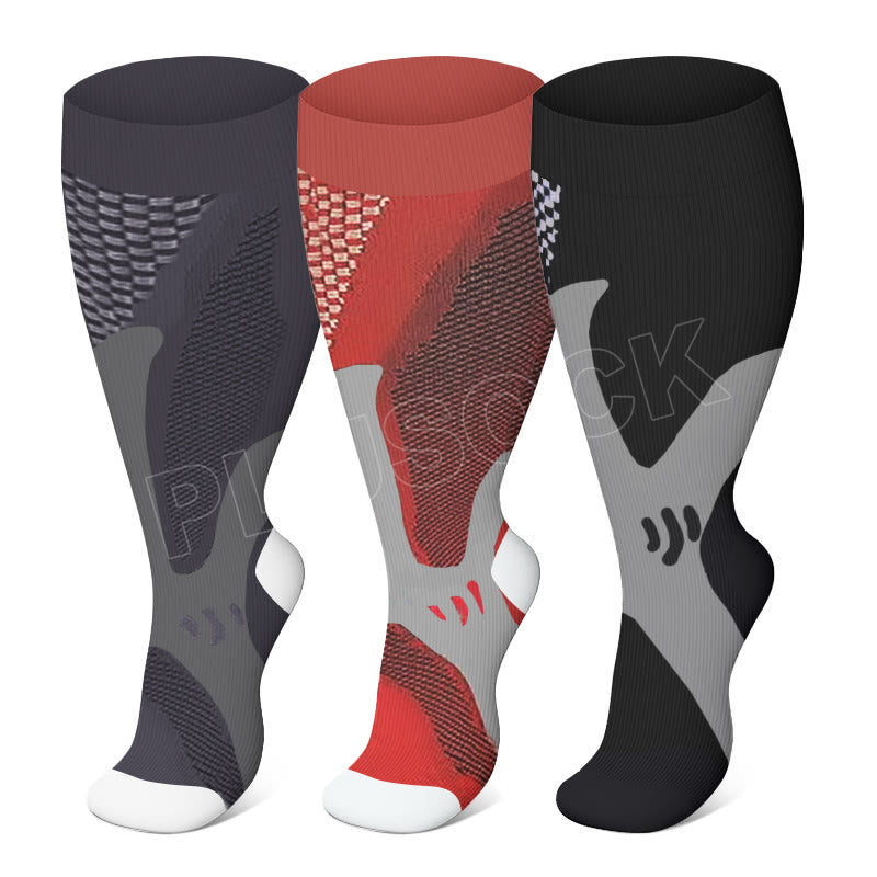 Plus Size Sport Wine Compression Socks 2XL-7XL(3 Pairs) - Multicolor - 7XL - image 0