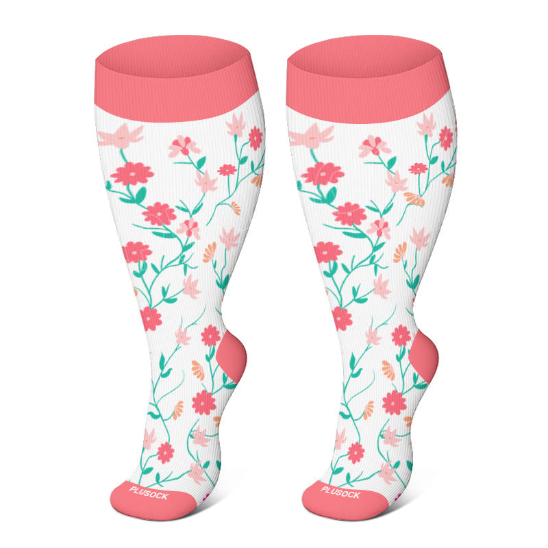 Plusock Plus Size Spring Flowers Compression Socks - image 2