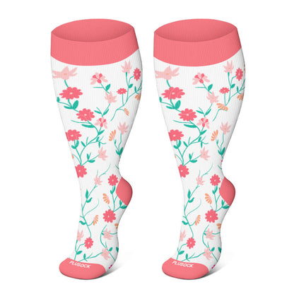 Plusock Plus Size Spring Flowers Compression Socks - image 2