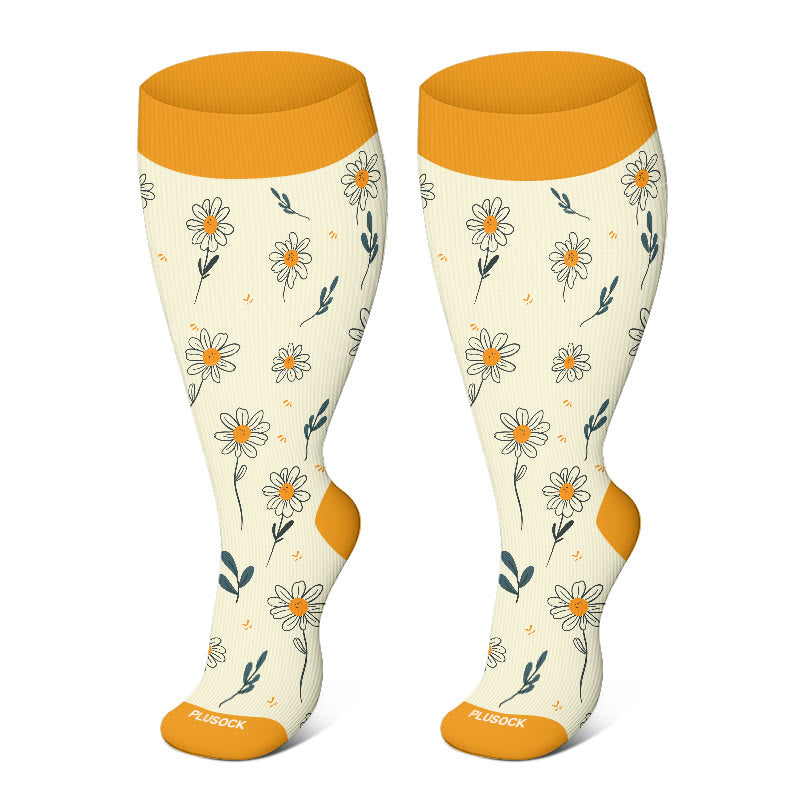 Plusock Plus Size Spring Flowers Compression Socks - image 4