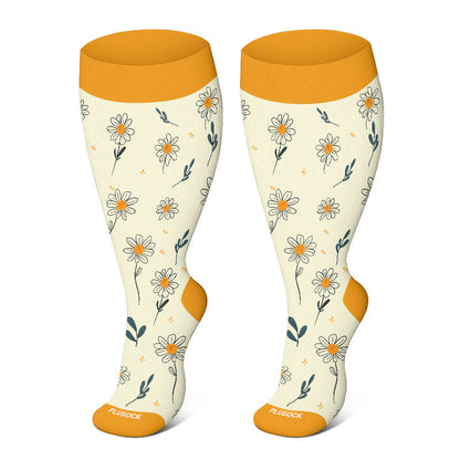Plusock Plus Size Spring Flowers Compression Socks - image 4