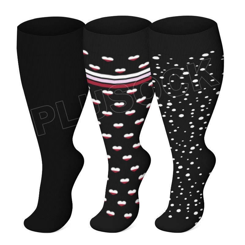 Plus Size Splicing Hearts Compression Socks(3 Pairs) - Multicolor - 4XL - image 0