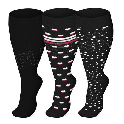 Plus Size Splicing Hearts Compression Socks(3 Pairs) - Multicolor - 4XL - image 0