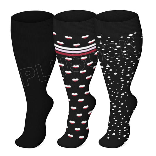 Plus Size Splicing Hearts Compression Socks(3 Pairs) - Multicolor - 4XL - image 0